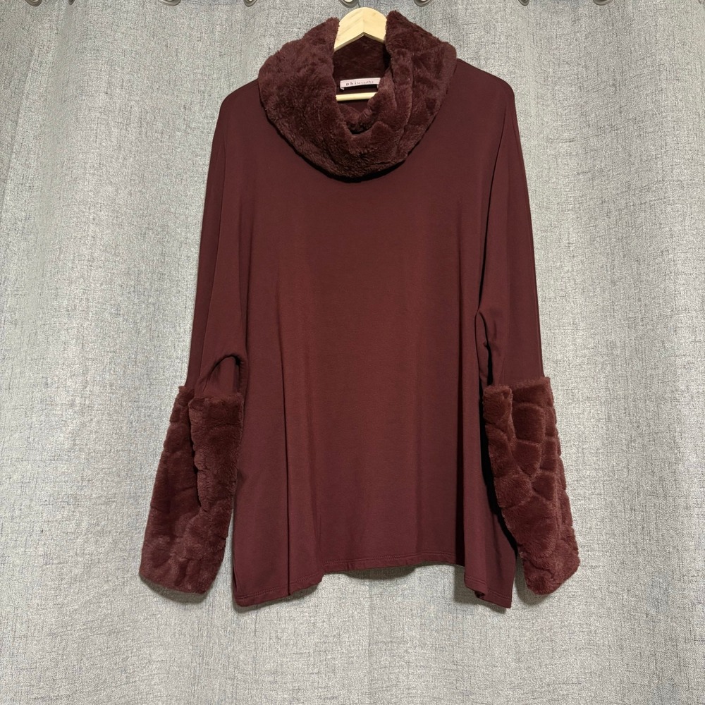 Philosophy Women Top Large* Brown Faux Fur Collar Cuff - Picture 2 of 5